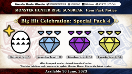 MH Rise Sunbreak - Big Hit Celebration Special Pack 4