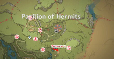 Genshin - Gleaming Lamp Locations in Pavillion of Hermits