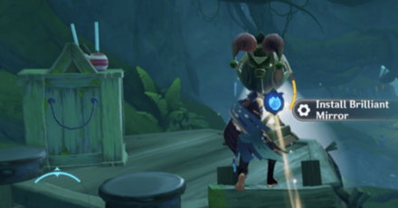 Genshin - Gleaming Lamp Puzzle 6 - Use the Blue Mirror on the lamp on the platform with ladders