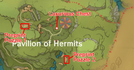 Genshin - Pavilion of Hermits Luxurious Chest Puzzle Locations