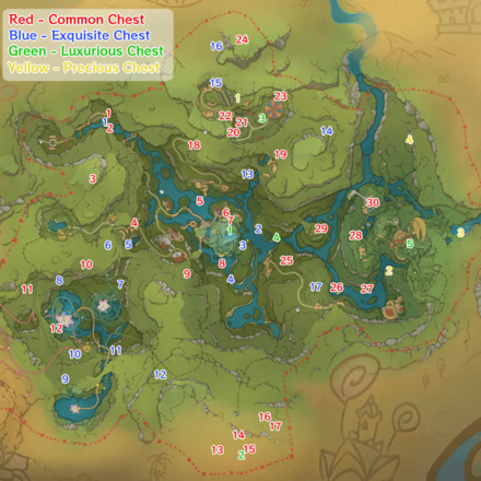 Genshin Impact Veluriyam Mirage Treasure Chest Day 3 V2 Map