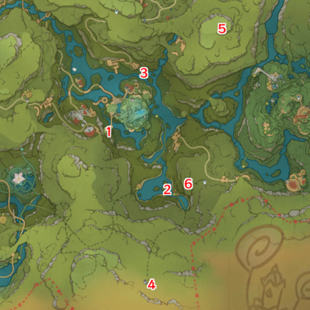 Genshin - Veluriyam Mirage Hydro Monument Puzzle Locations