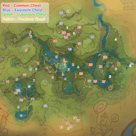 Genshin - Veluriyam Mirage - Treasure Chest Map Day 3