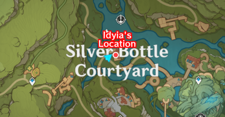 Genshin - Idyia in her booth in Silver Bottle Courtyard