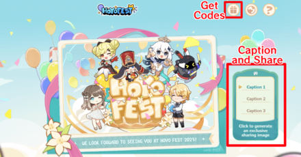 Genshin - HoYoFest Postcard Sharing Event - caption and share to get codes