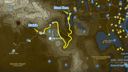 Zelda Tears of the Kingdom TOTK - Gerudo Canyon Stable Map Location