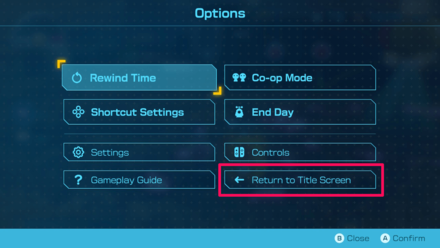 Return to Title while Exploring