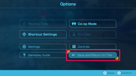 Return to Title while at Base