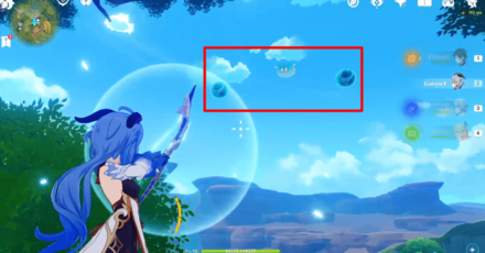 Genshin  - Thinkers Theater Chest by the Waypoint Target the Anemo Slime