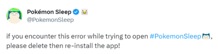 Pokemon Sleep Error Message Response