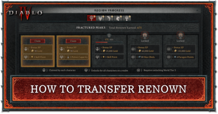 Diablo 4 - How to Transfer Renown to Seasonal Characters Banner