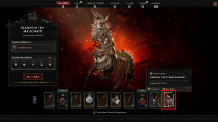 Diablo IV - Awoken Coldiron Barding and Awoken Warded Mustang BP Rewards