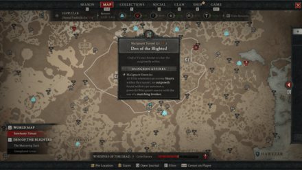 D4 Den of the Blighted Map Location