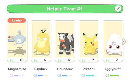 Pokemon Sleep - Pokemon Energy Levels in Helper Team