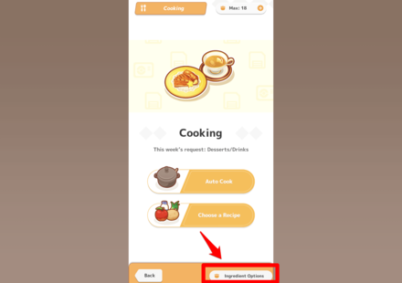 Pokemon Sleep - Cooking Screen Ingredient Options