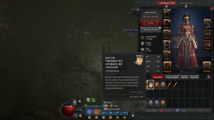 D4 Tormented Invoker of Varshan Recipe