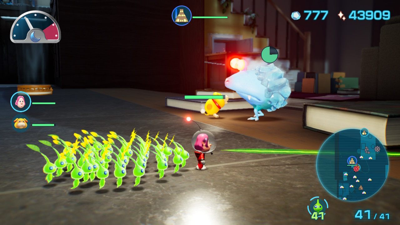 Pikmin 4 - Oatchi fighting a Frosty Bulborb alone