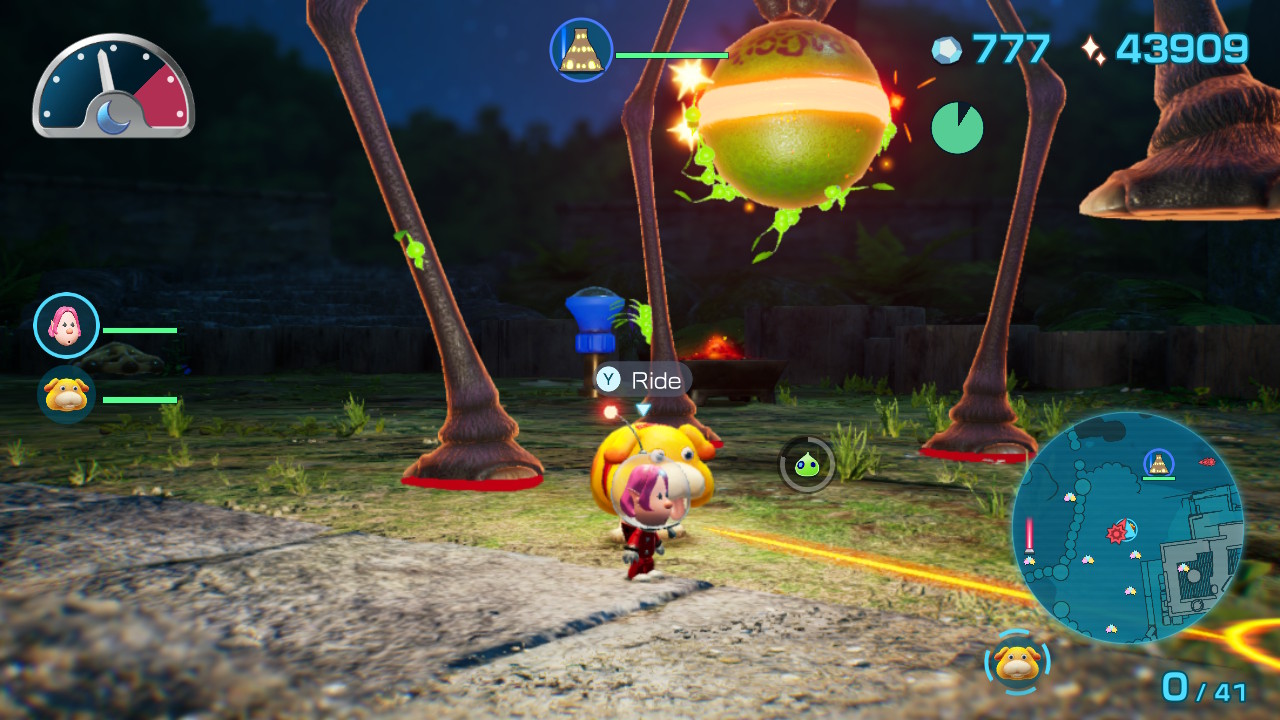 Pikmin 4 - using Glowmob on a Baldy Long Legs