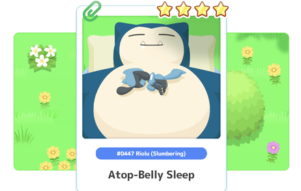 Pokemon Sleep - Riolu Atop-Belly Sleep