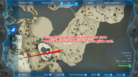Zelda TotK Nachoyah Shrine to Pit Cave.png