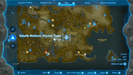 TOTK - Rabella Wetlands Skyview Tower Route to Ubota Point Cave