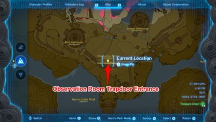Zelda TotK Observation Room Trapdoor Map Location