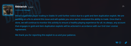 Blizzard Trading Disabled Announcement