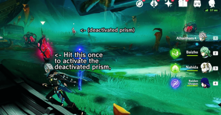 Genshin Impact A Brush of Seafoam and Crimson Walkthrough - Use the Prisms to Resonate with the Ore 3