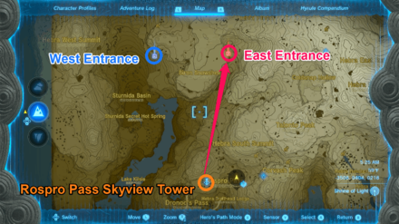 TOTK - East Biron Snowshelf Cave Route