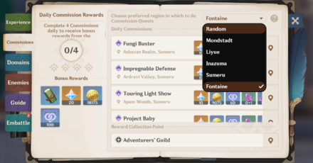 Genshin Impact - How to Set Fontaine as Commission Region