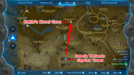 Zelda TotK Rabella Wetlands Skyview Tower to Oakle