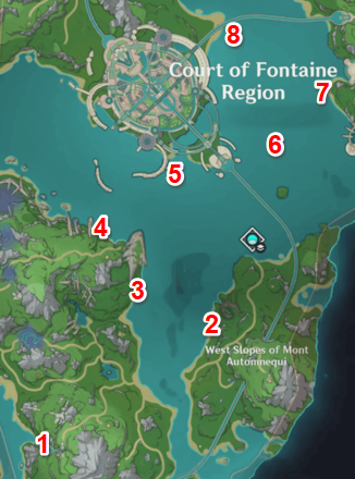 Genshin Impact - Fontaine Fishing Spots