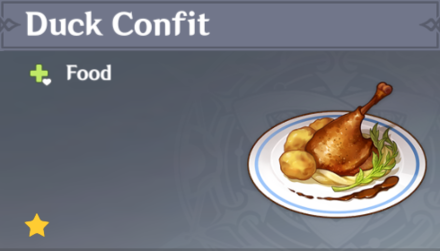 Genshin Impact - How to Get Duck Confit and Effects