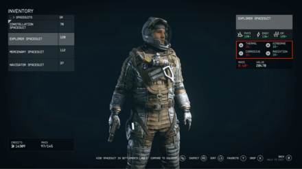 Starfield - Environmental Damage Gear Stats