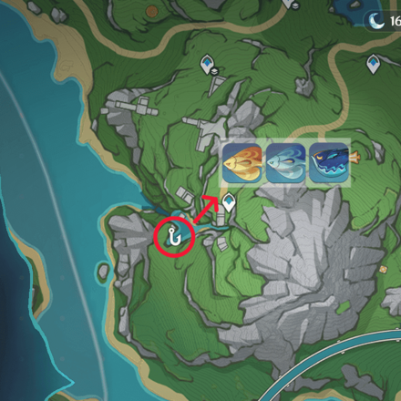 Genshin - Elynas South Side Mountain Fishing Spot