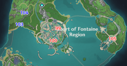 Genshin - Radiant Spincrystal Locations - Court of Fontaine