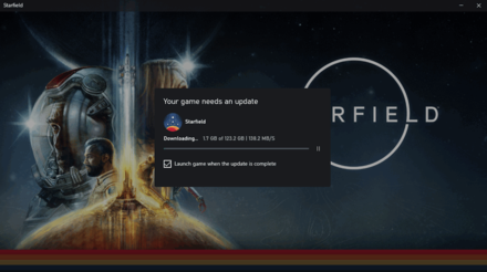 Starfield - Update Screen