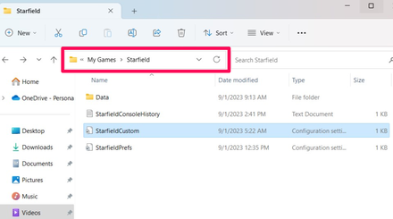 Starfield - Settings Folder