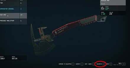 Starfield - Set Item as Favorite