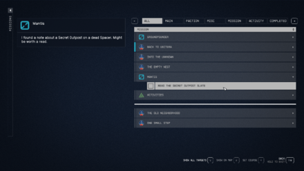 Starfield  - Complete the Mantis Side Quest