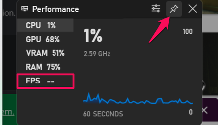 Starfield - Performance Tab Pinned
