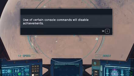 Starfield - Console Menu Warning