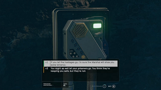 Starfield - persuading the bank robbers