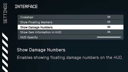 Starfield - Enable Show Damage Numbers in Settings