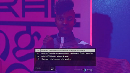 Starfield - influencing Zola