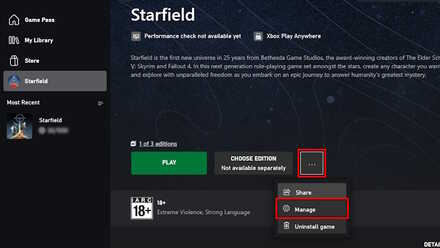 Starfield - Open the Xbox Game Settings