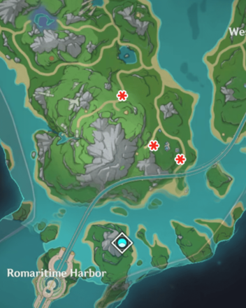 Genshin Impact - Burgundy Umbrellafinch Map Locations