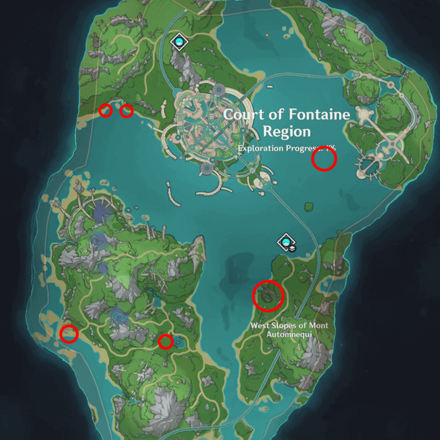 Genshin Impact - Flatcrest Fulmar  Map Locations