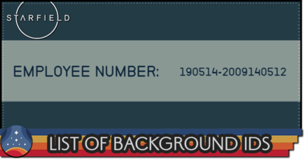 Starfield - List of Background IDs
