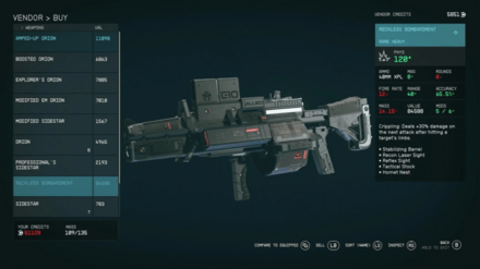 Starfield - Hostile Intelligence - Buy Unique Weapons